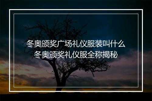 冬奥颁奖广场礼仪服装叫什么　冬奥颁奖礼仪服全称揭秘